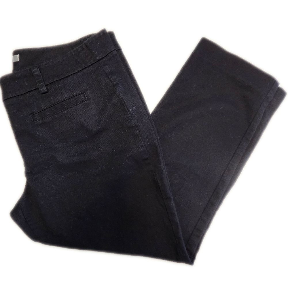 CAbi style #413 black cropped textured dress pants slim straight leg, size 12